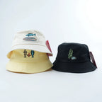 Fish & Fish Surfboard Embroidered Bucket Hat
