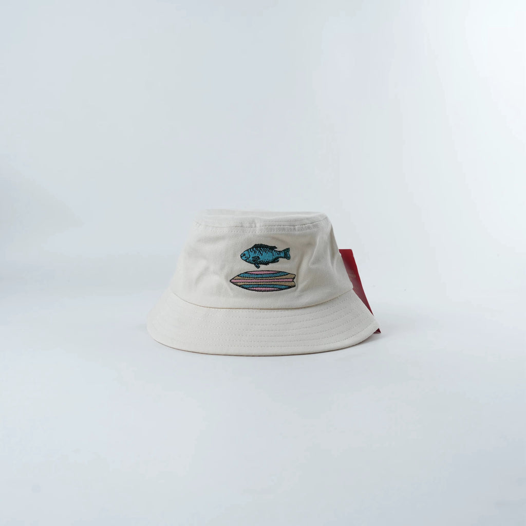 KIDS: Fish & Fish Surfboard Embroidered Bucket Hat