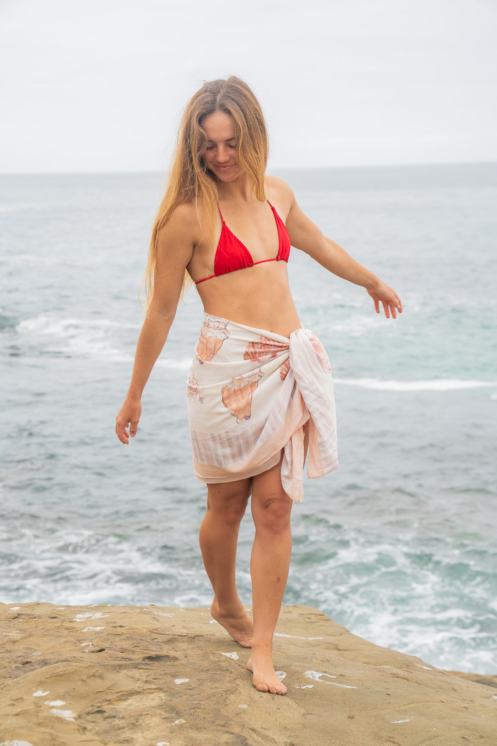 Hand-Drawn Seashell Sarong, Sand
