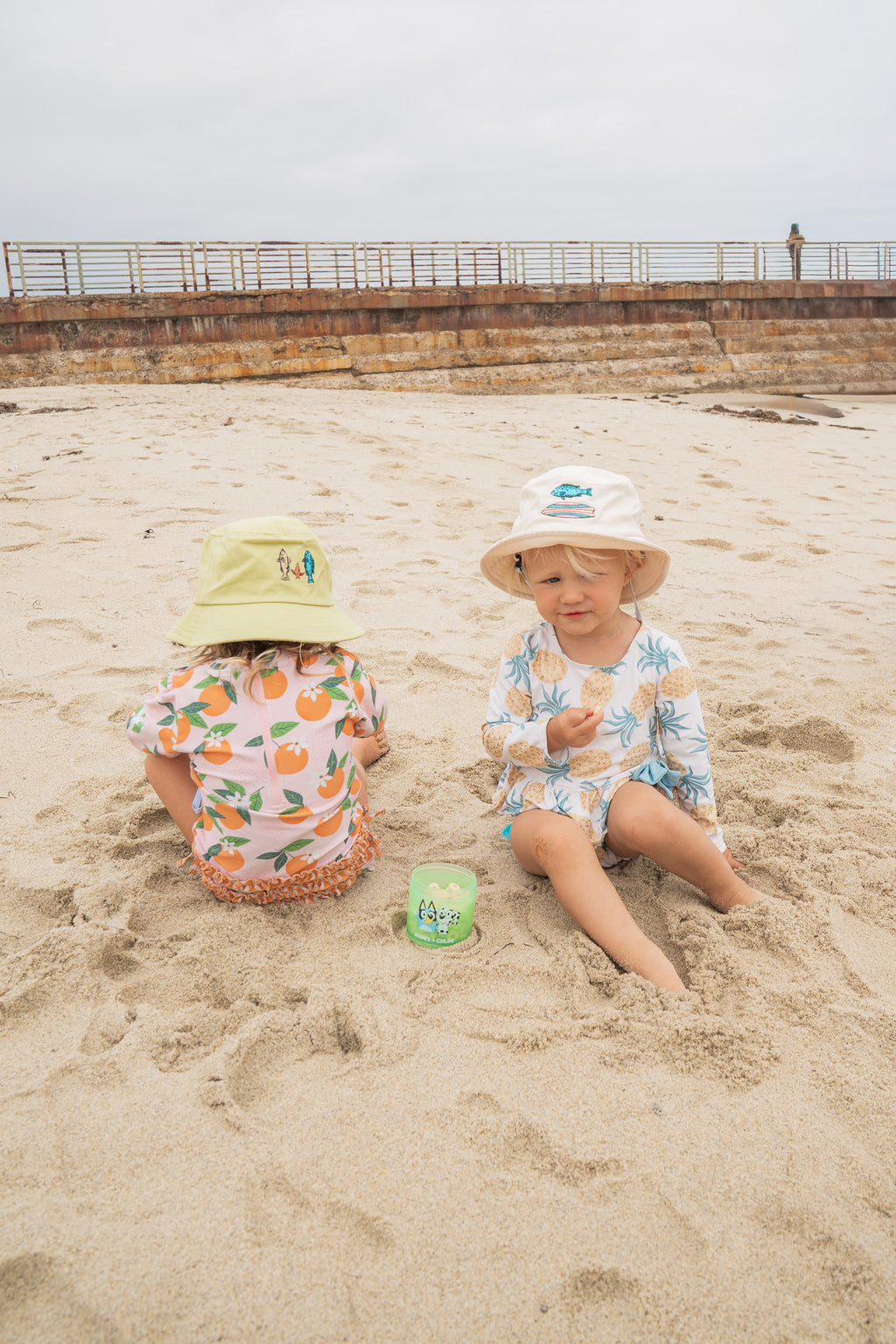 Toddler: Fish & Fish Surfboard Embroidered Bucket Hat
