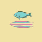 Fish & Fish Surfboard Embroidered Bucket Hat