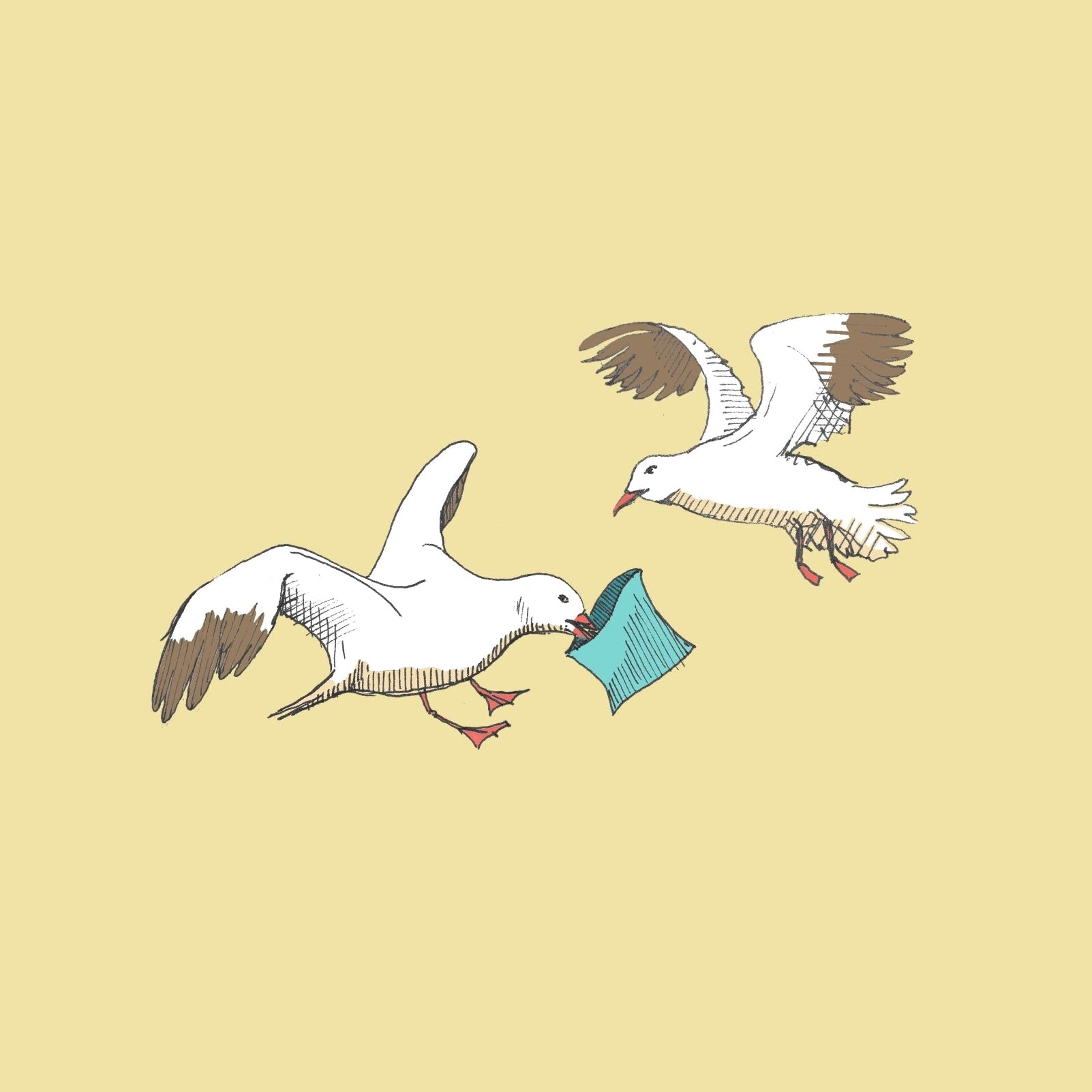 Seagulls Stealing Chips, Kids Bucket Embroidered Hat