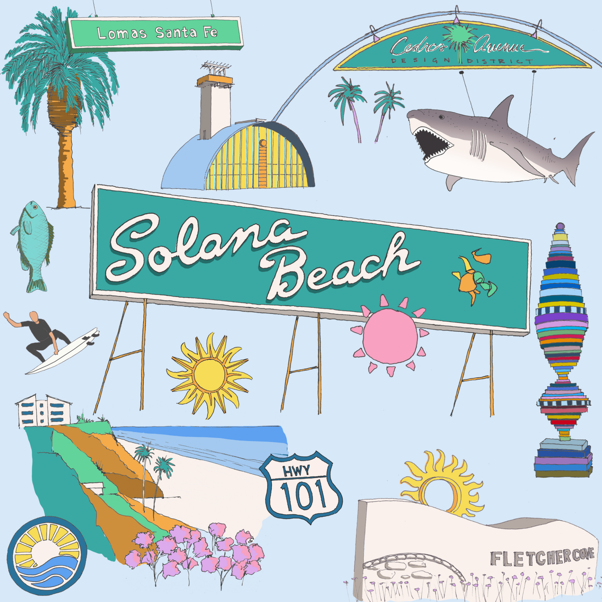 Solana Beach Landmark Bag