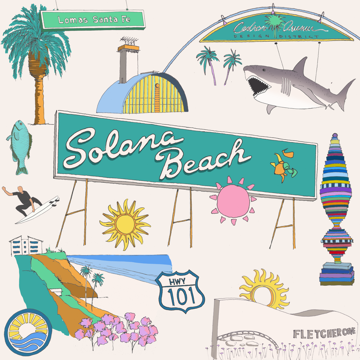 Solana Beach Landmark Bag